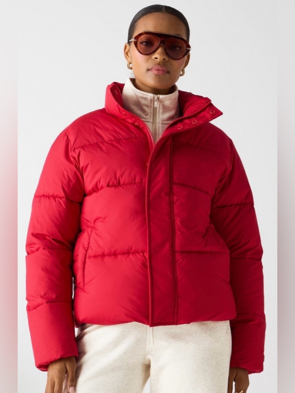 Fabletics Essential Puffer Holly Berry Red Size Medium